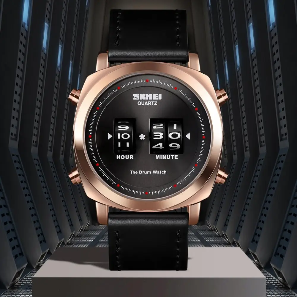 SKMEI простые кварцевые часы Модный повседневный дизайн мужские часы запатентованный продукт 3 бар водонепроницаемый кожаный ремешок montre homme 1519 часы