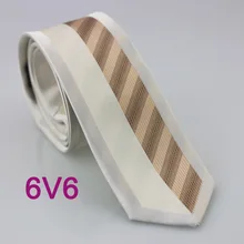 Yibei Coachella Галстуки бежевый границы левой вертикальные полосы право коричневый в полоску Галстуки тонкий жаккард Средства ухода за кожей шеи галстук 6 см узкие средства ухода за кожей Шеи Галстук