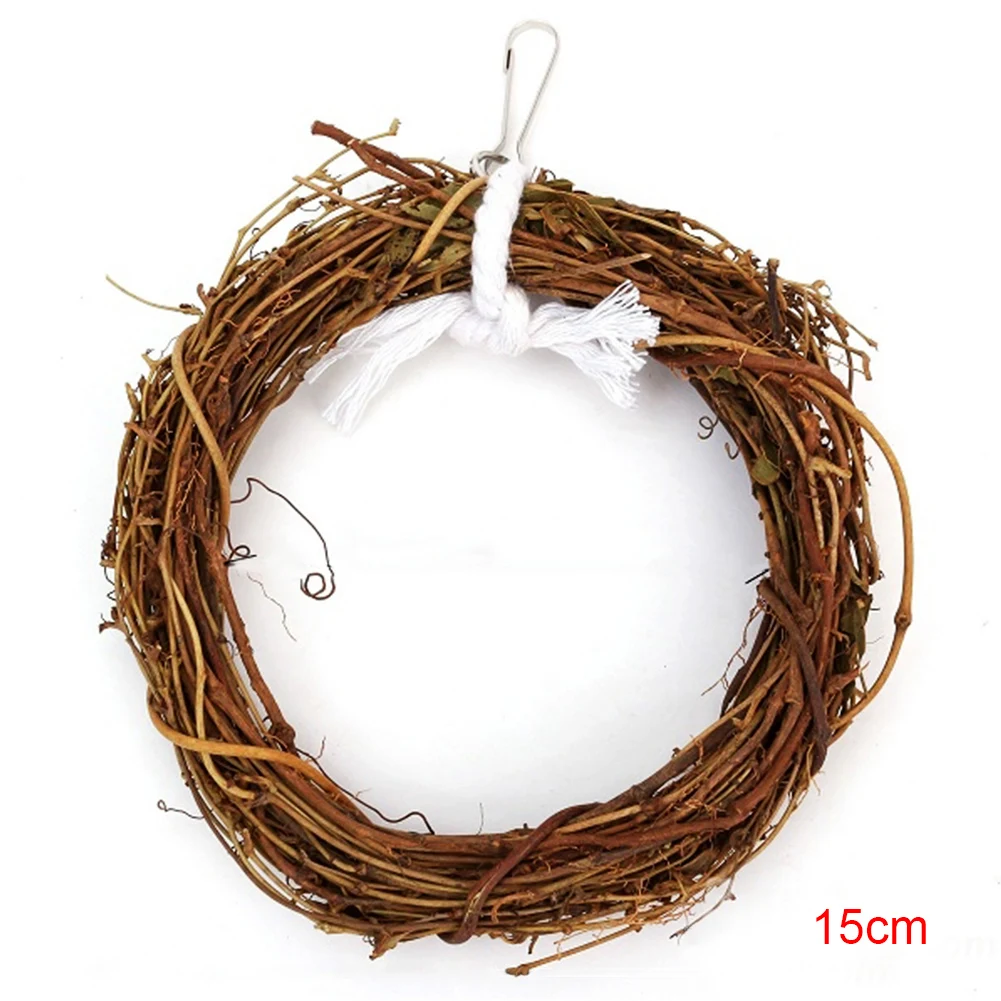 Drop Shipping Natural Rattan Pet Toy Swing Ring Bird Parrot Hanging Parakeet Budgie Cockatiel Cage Enclosed A Hook Hanger | Дом и сад