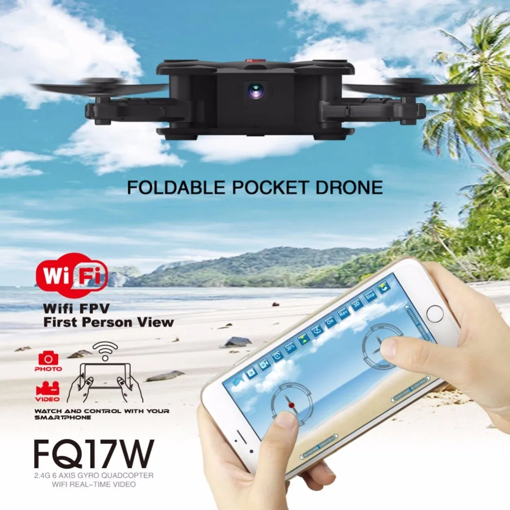 FQ777 FQ17W мини складной карманный Drone Quadcopter Дрон Wi-Fi FPV Камера 0.3MP 2,4 г RC складной вертолет дистанционного Управление БНФ RTF