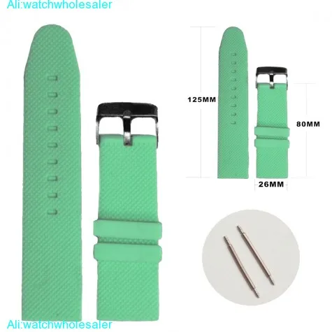 26mm Fancy Aqua Color Silicone Jelly Rubber Ladies Watch Band Straps WB1063L26JB