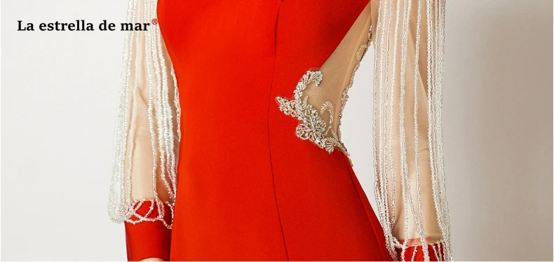 Arabische abendkleider lang новые кружевные красные с длинными рукавами и кристаллами, сексуальные турецкие вечерние платья с русалочкой, платье с