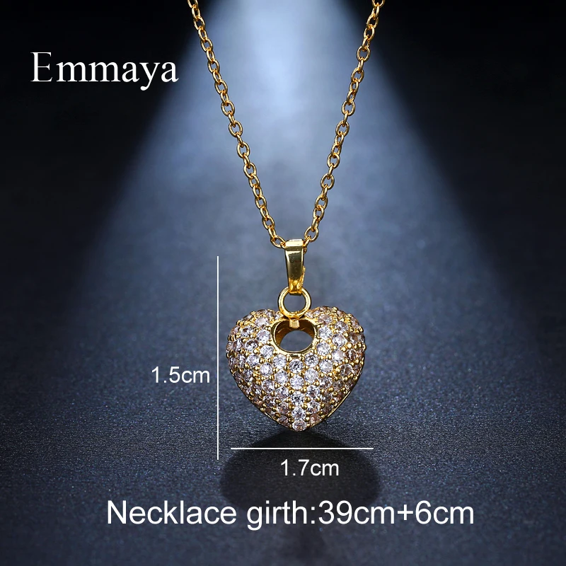 Emmaya модный бренд Шарм AAA кубический циркон многоцветный Романтический сердечный кулон ювелирные изделия ожерелья для женщин Свадебная вечеринка подарок