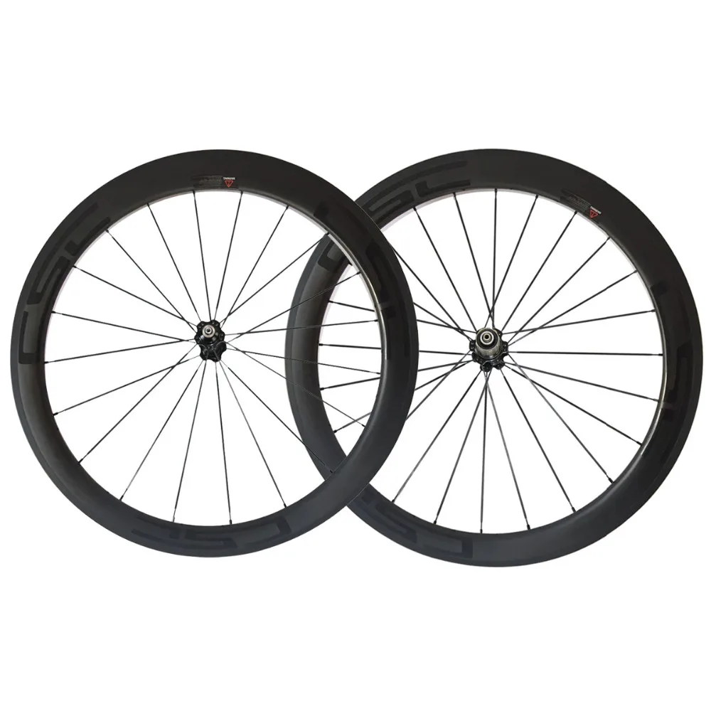 Cheap CSC 25mm wide 50mm Clincher Tubeless  Carbon Road Wheelset Bicycle Wheels sapim pillar 1420 spokes 4