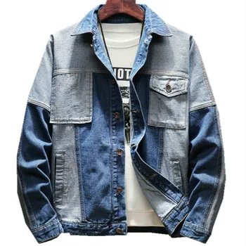 

2019 high-quality men denim jacket blue men's fashion loose-fitting denim jacket thin spring jacket men's denim plus m-5 XL size