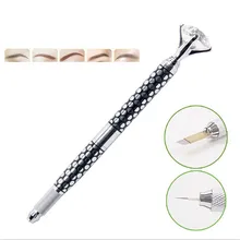 Горячая 2 способа микроблейдинг аппарат для татуажа постоянный макияж 3D татуаж бровей Munsu ручка-держатель игл точки стальная ручка W Кристалл Алмаз