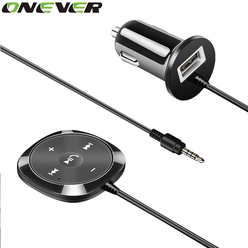 

Onever Handsfree Bluetooth Car Kit MP3 Player 3.5mm AUX Audio A2DP Music Receiver Adapter Support IOS Siri with Magnetic Base