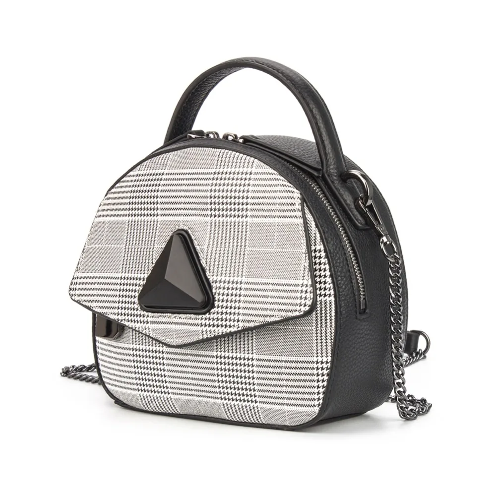 Famous Brand Women&#39;s Genuine Leather Plaid Pattern Saddle Shoulderbag Crossbodybag Handbag Mini ...