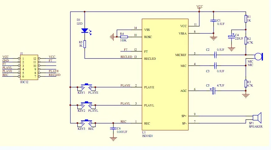 Схема подключения isd1820