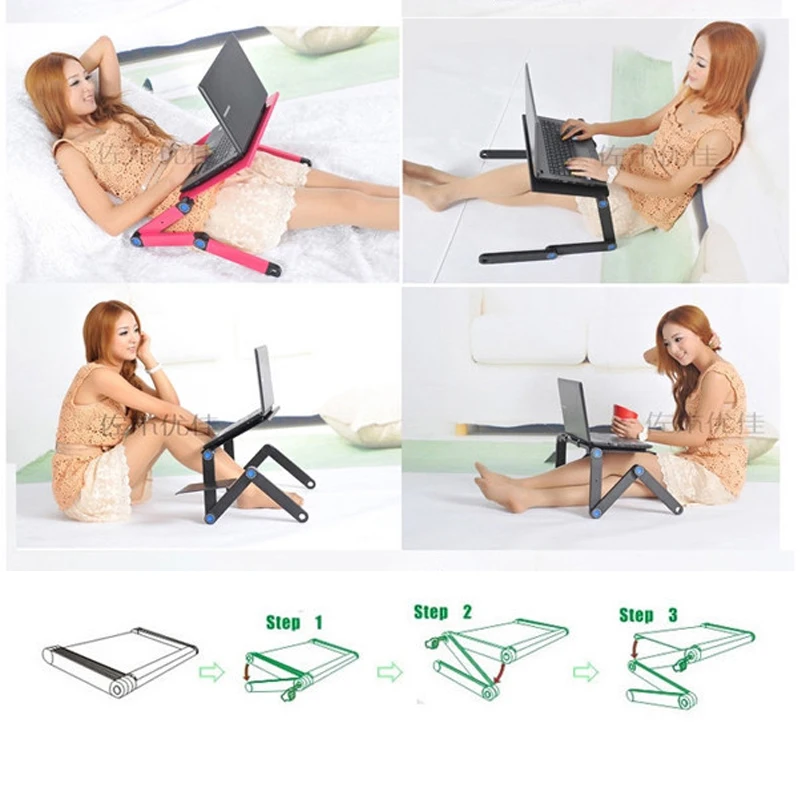 Laptop Desk Portable Adjustable Aluminum Ergonomic Tv Bed Laptop