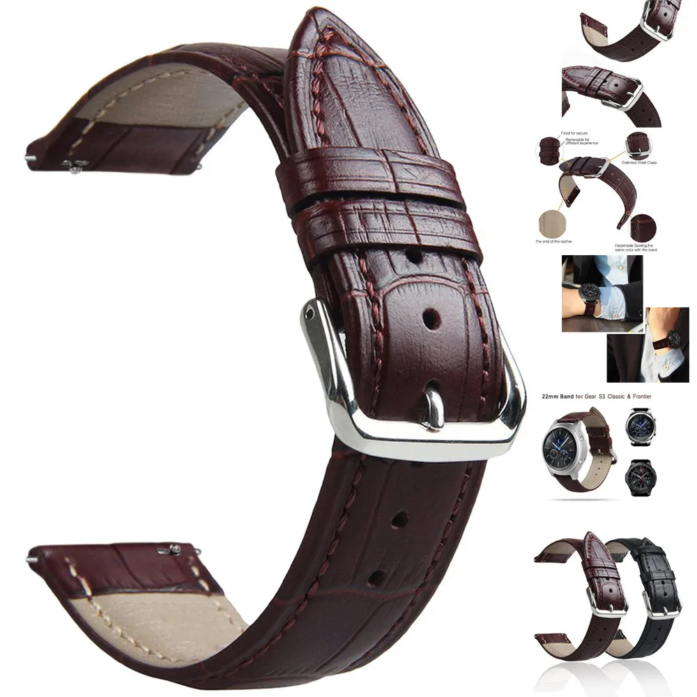 

20MM Watch Strap High Qulity Leather Replacement Watch Wrist Strap Band For Samsung Gear Sport Smart Watch Correas de reloj