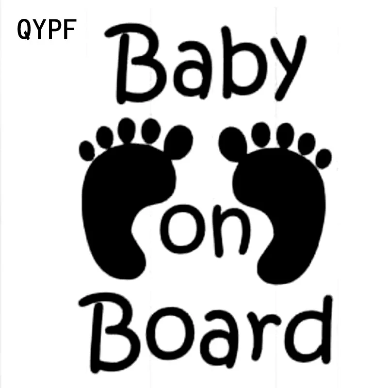 QYPF 11.8CM*16.1CM BABY ON BOARD Footprints Baby In The Car Stickers Warning Decals Black/Silver Vinyl S9-2021 | Автомобили и