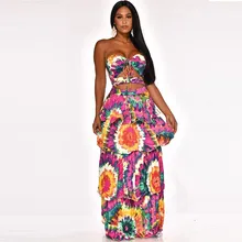 2019 Summer Backless Hole Tie Dye Print Vintage Maxi Dress Women Strapless Cut Out Cascading Ruffle Party Dress 2019 Summer Backless Hole Tie Dye Print Vintage Maxi Dress Women Strapless Cut Out Cascading Ruffle Party Dress