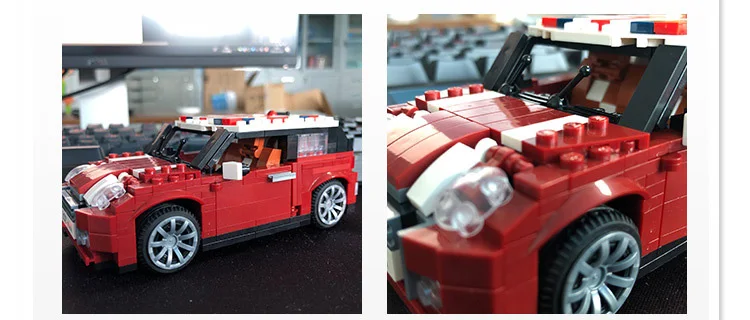Забавные 1:24 Масштаб марка автомобиля mini блок cooper Модель Строительный кирпич Обучающие assemblage игрушки коллекции для детей Подарки