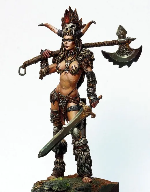 

75mm scale barbarian female warrior Resin Model Kit Model figure Free Shipping