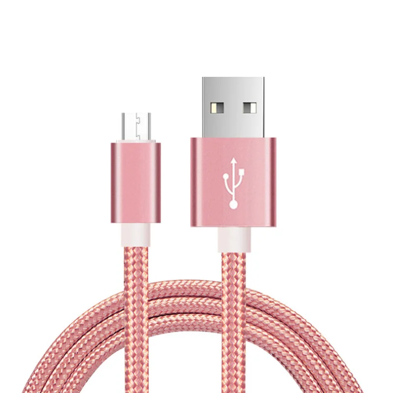 Кабель Micro USB TOENMAN 2.4A1m 1,5 m 2m Быстрая зарядка нейлон USB синхронизация данных мобильный телефон Android кабель для зарядного устройства для samsung - Цвет: pink