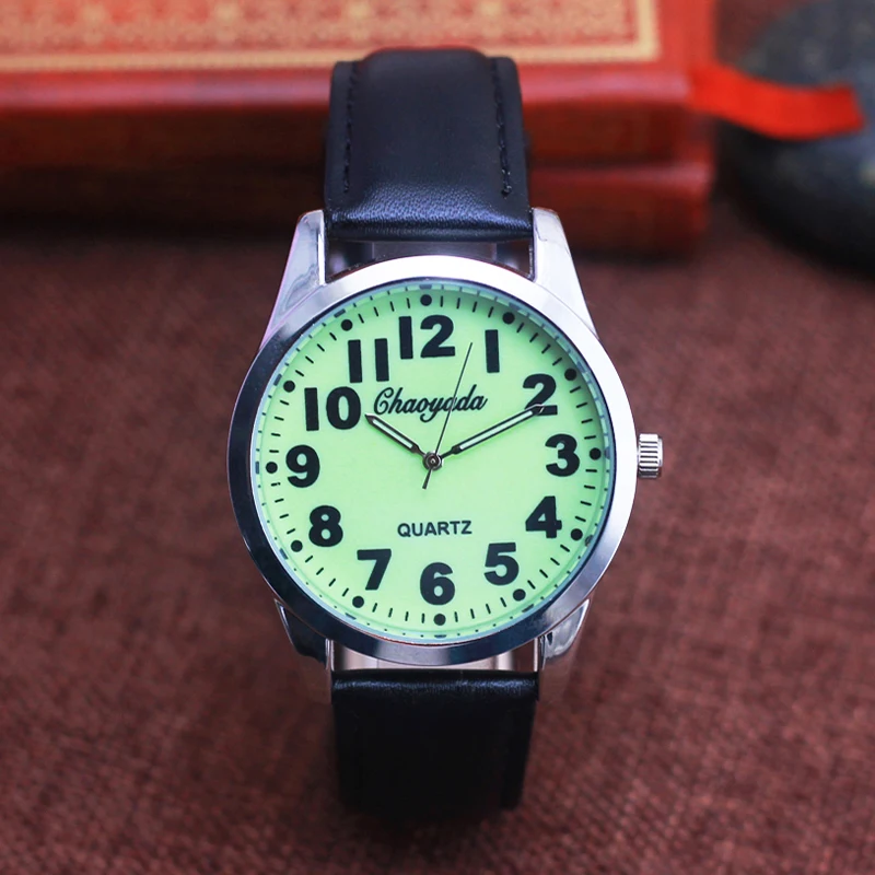 2024 chaoyada simple elderly father mother holiday gifts soft leather strap quartz watches luminous face large digital  clock 2