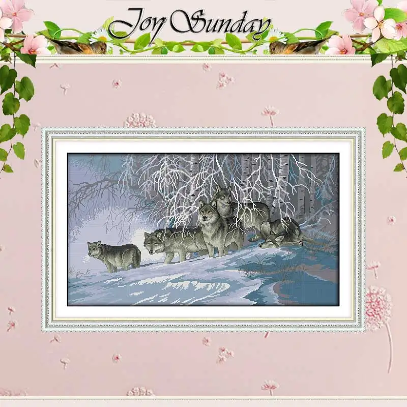Wolves counted Cross Stitch 11CT 14CT Set Wholesale Animal DIY Cross-stitch Kit Embroidery Needlework | Дом и сад