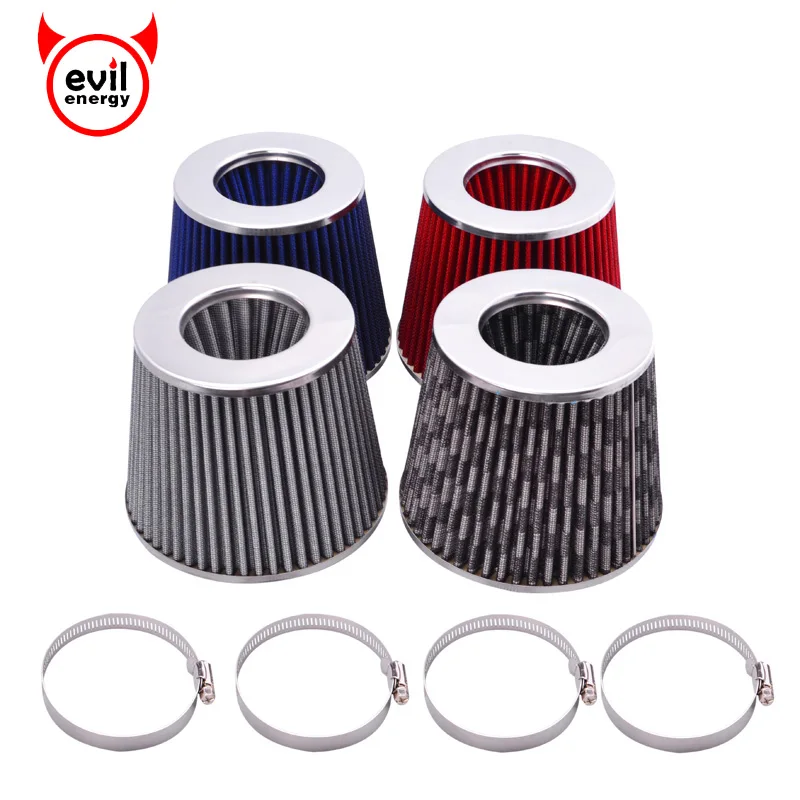 

evil energy 3Inch Universal Chrome Inlet High Flow Short Ram Cold Intake Round Cone Air Filter JDM