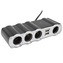 Dewtreetali car syling 4Ways12V-24V Socket Car Charger Vehicle Cigarette Lighter Socket Splitter & Dual Usb Ports Plug Adapter
