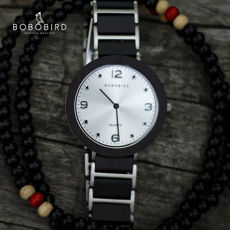 BOBO pájaro de madera Acero inoxidable relojes de mujer 6mm ultrafino impermeable Japón cuarzo hombres reloj grandes regalos - 1