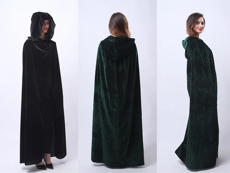 Вельветовый плащ с капюшоном на Хеллоуин, халат Wicca, накидка Ведьмака в средневековом стиле, плащ Ведьмака, костюмы унисекс