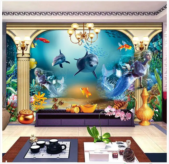High end Custom 3d wallpaper wall murals underwater world children room background mural mermaid home decor | Обустройство дома