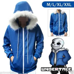 Undertale Sans Hoodie Cosplay Costume Jacket Blue Coat Unisex Sweatshirts Men Zipper Hoodies Cardigan Fall Winter Coat Top