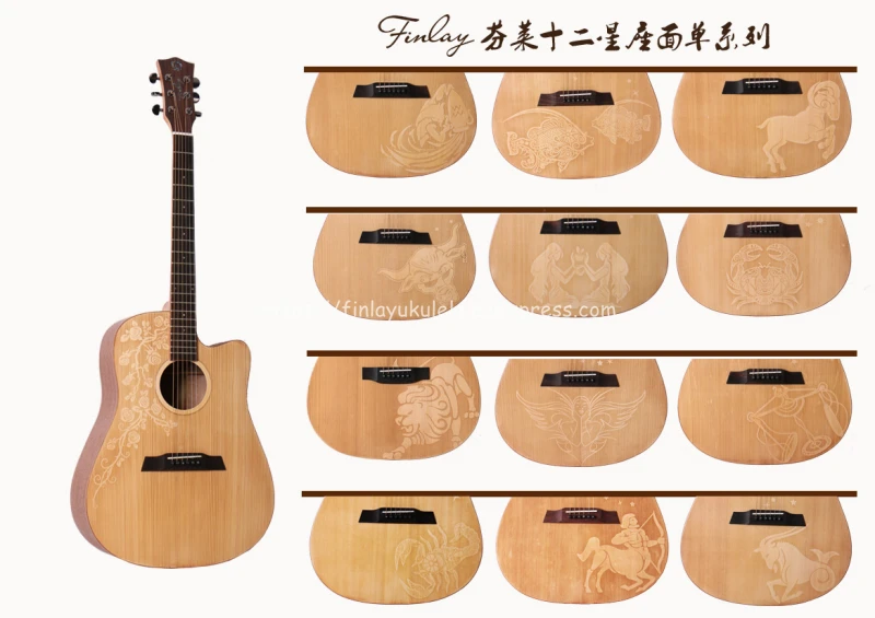 

Finlay 41" Electric Acoustic Guitar,Solid Spruce Top/Mahogany Body,Twelve constellations, guitars Withpickup With Hard case