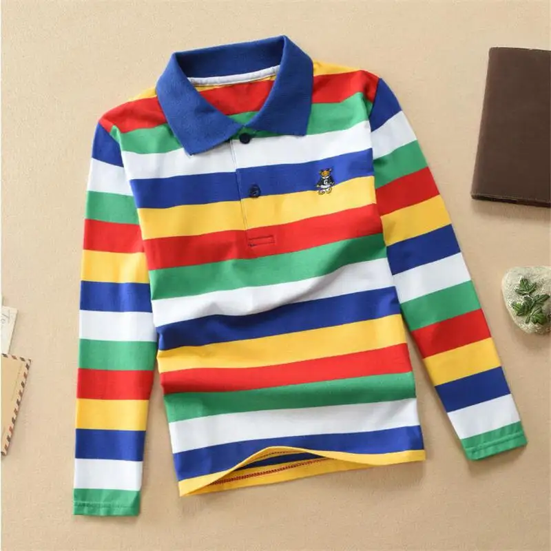 

BibiCola children T-shirt spring autumn children long sleeve cotton sports tops boys kids casual striped T-shirt clothes