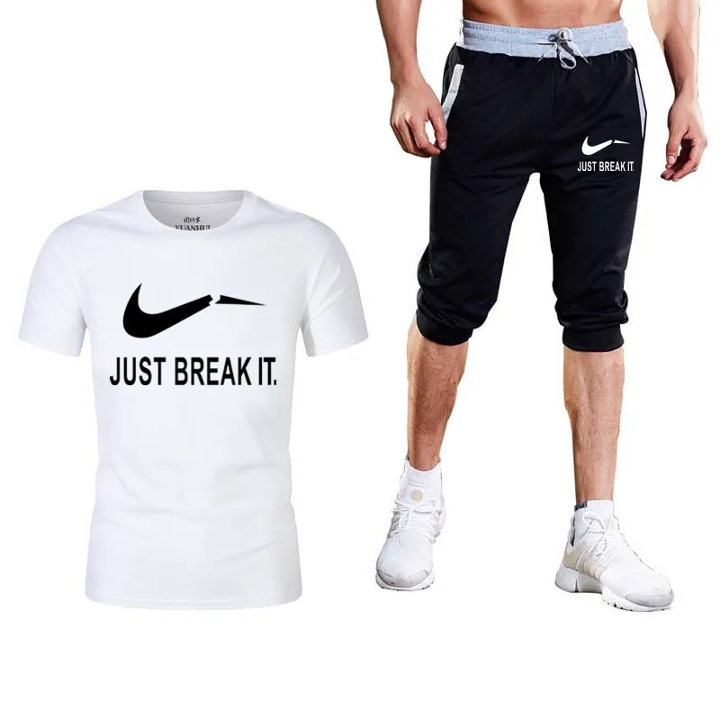 Лето Лидер продаж JUST BREAK IT мужские комплекты футболки + брюки комплект из двух предметов Повседневный Спортивный костюм 2019 Мужская футболка