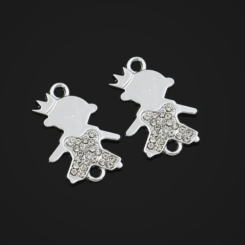 

JAKONGO Crystal Silver Plated Prince Connector for Jewelry Making Earrings Accessories Findings DIY 22x15mm 5pcs/lot