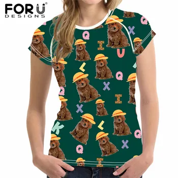 

FORUDESIGNS Casual Short Sleeve Women's T Shirt Animal Dog Printing Summer Breathable Tops Tee Shirt Comfort Feminine T-shirt