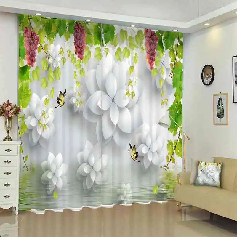 

1Set Blackout Curtain Water Lily Flower Picture 3D Print Window Curtains Drapes For Living Bed Room Hotel Wall Tapestry
