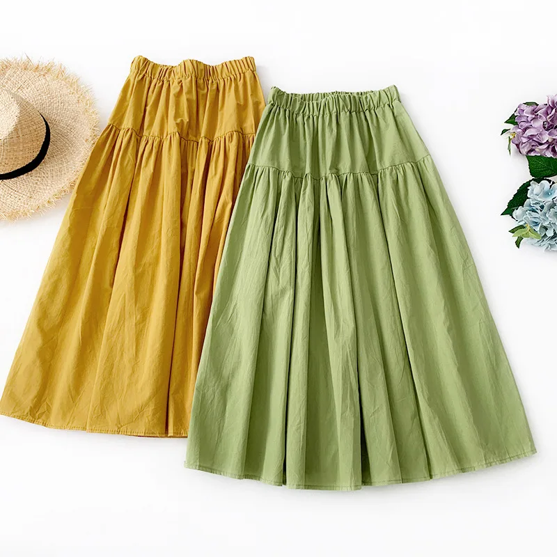 

2019 autumn Women's New clothing solid fresh literary style loose wild casual skirt Japanese college wind pleated pettiskirt