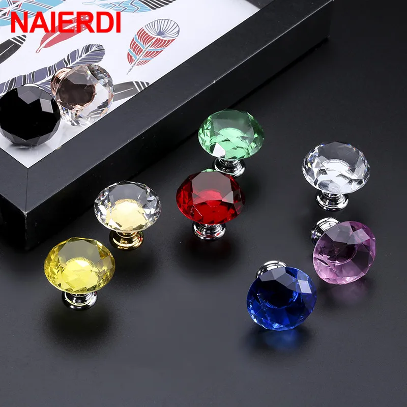 30mm Diamond Shape Design Crystal Glass Knobs Cupboard Pulls Drawer Knobs Kitchen Cabinet Handles Furniture Handle furniture handles kitchen door handles
