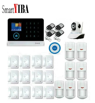 

SmartYIBA 3G WIFI APP SMS Controlled Alarm+RFID Wireless Security Alarma Blue Strobe&Flash Siren IP Camera Motion Alarm Kits