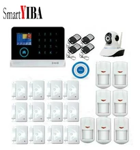 SmartYIBA 3G WIFI APP SMS Controlled Alarm+RFID Wireless Security Alarma Blue Strobe&Flash Siren IP Camera Motion Alarm Kits