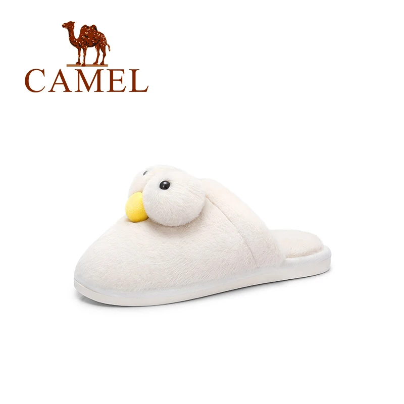 

CAMEL New Winter Fashion Casual Home Cartoon Slippers Women Warm Sliders Ladies Flip Flop Fluffy Faux Fur Flat PVC Outsole