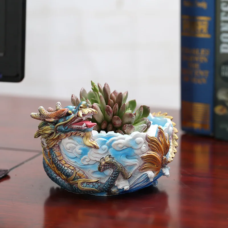 Creative Chinese style Resin Flowerpot Dragon Shape Succulent Plants