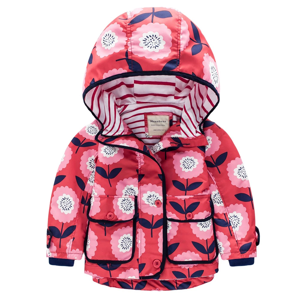 Spring Autumn Baby Girl Hooded Windbreaker Jacket 2018 Children Fashion