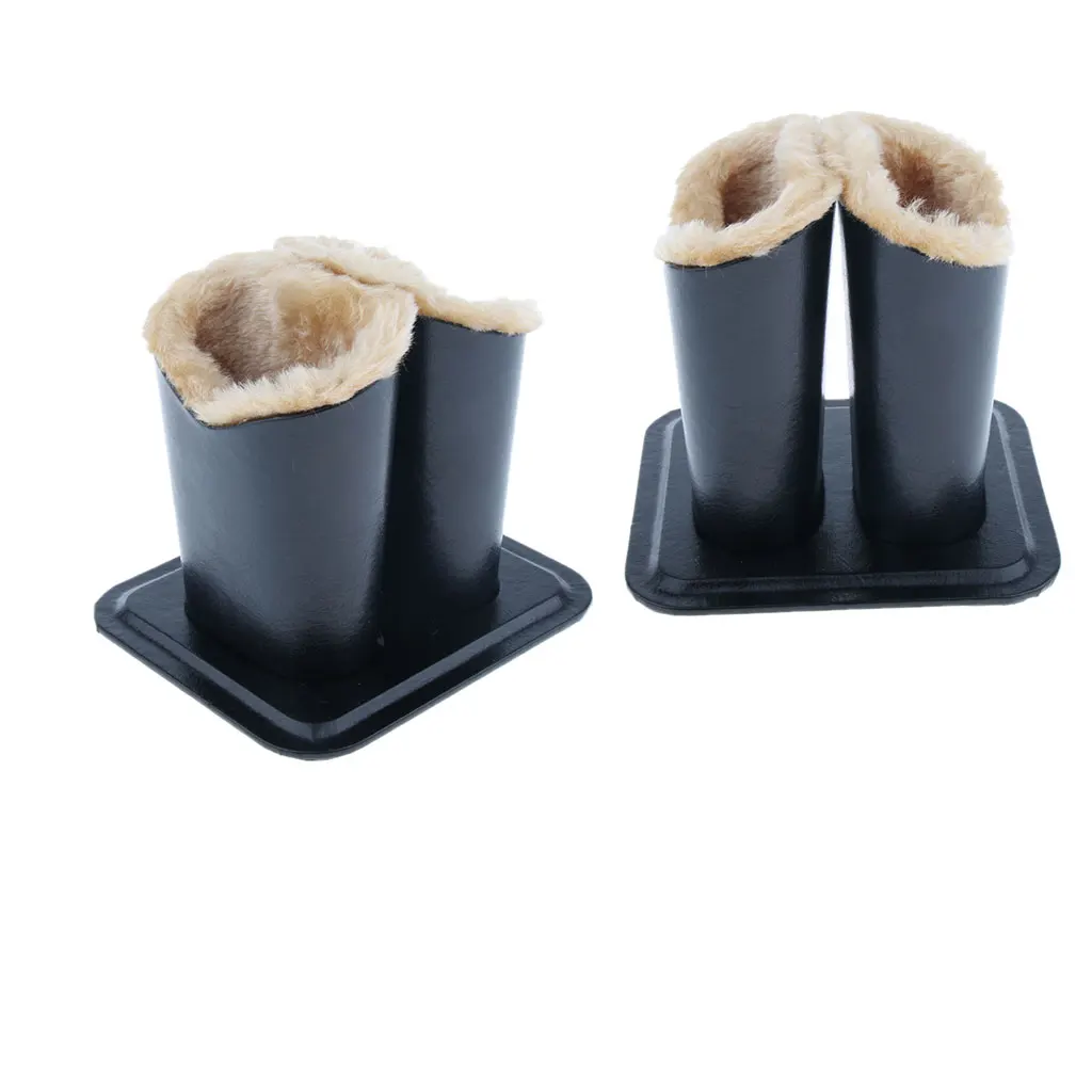 2 Pieces PU Leather Plush Lined Eyeglass Holder Stand - Double Head Design to Hold Two Glasses, Anti-Scratch