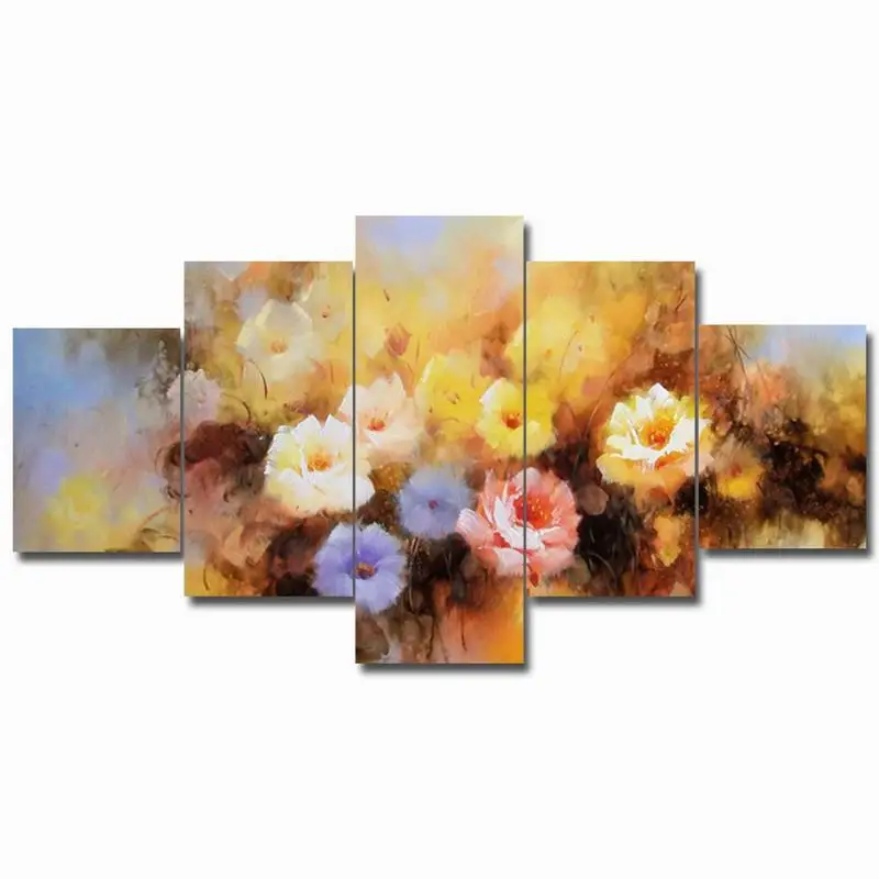 

5 Pieces Modular watercolor Retro flower Canvas Print Posters Pictures Oil painting Wall art canvas Paintings Support Fram