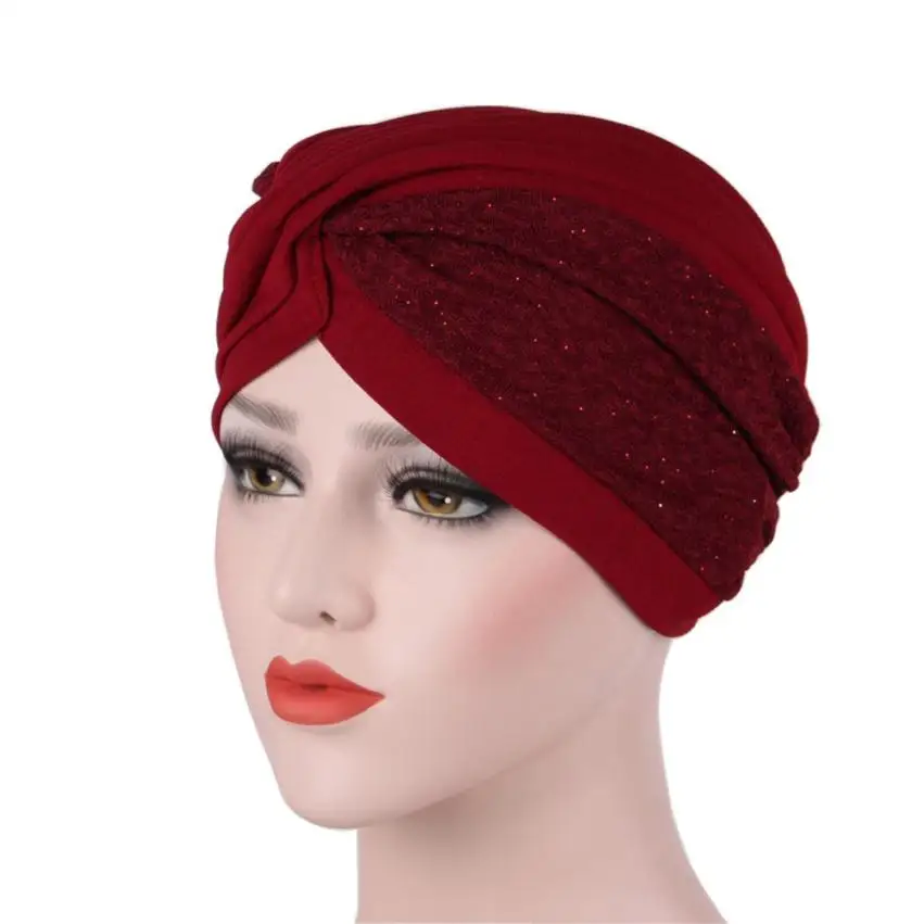 Повседневная Женская индийская шапка, мусульманская шапка с оборками, Шапка-бини, шарф, тюрбан, головной убор, шапка, женские шапочки# EW