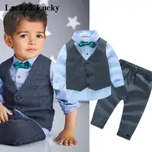 Gentleman enfants vêtements chemise + gilet + pantalon et cravate partie bébé garçons vêtements nouveaux garçons vêtements 3 pcs/ensemble