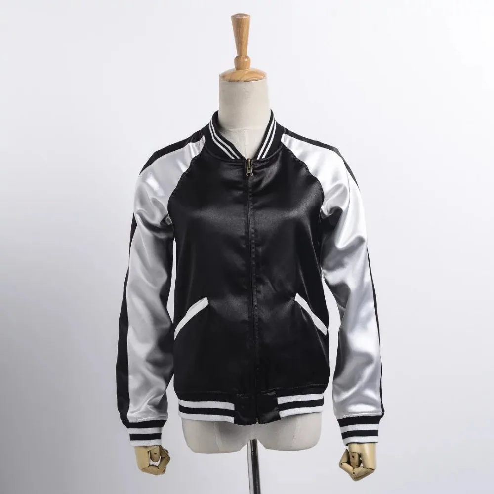 Женская сатиновая Двухсторонняя куртка FS0340|jacket coat|coat casualbomber jacket women |