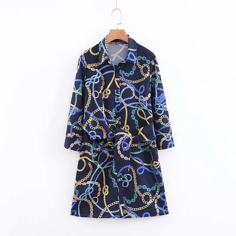 

The European and American fashion chain print dress XL50-1965