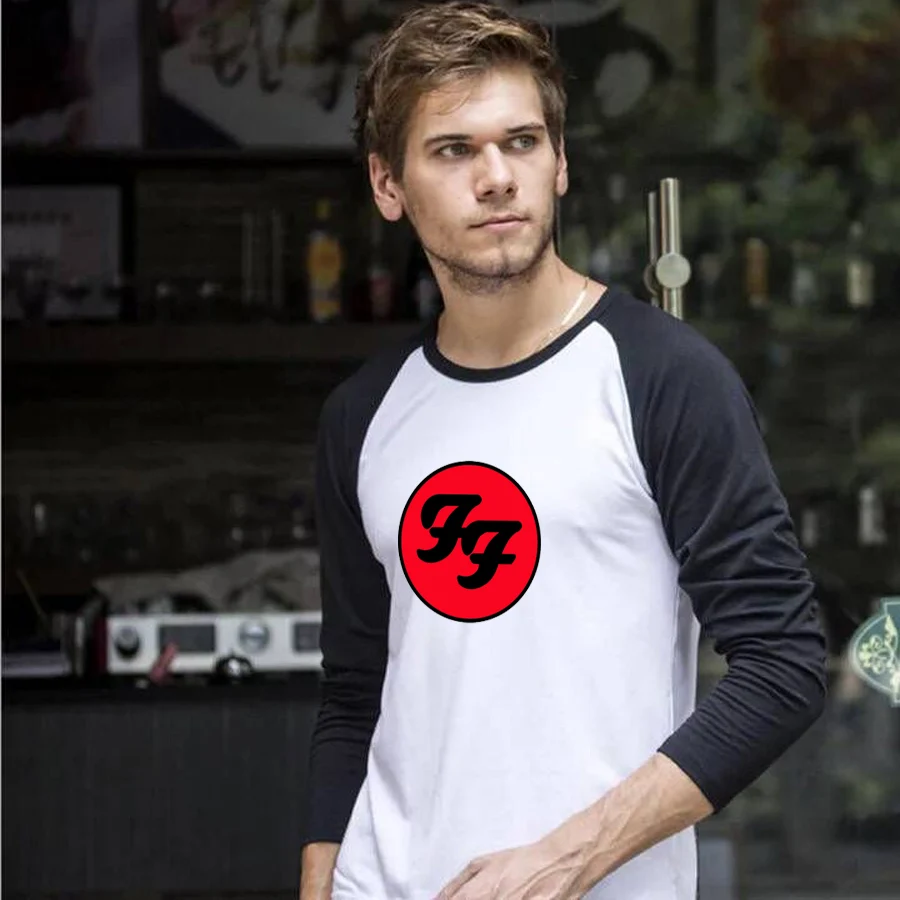 New Design Raglan Long T Shirt Men Foo Fighters Hard Rock And Roll Band Tee Shirts Soft Cotton