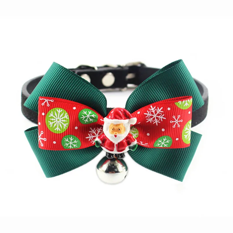 

Christmas Leather Pet Cat Dog Collars Adjustable Pet Puppy Dog Collar With Bell Neck Strap Collars for Small Medium Dogs