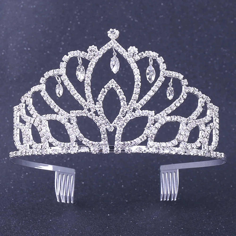 

Claw Chain Korean Children's Rhinestone Bride Tiara Crown Bridal Jewelry For Women Diadem Wedding Hair Accessories Ornaments